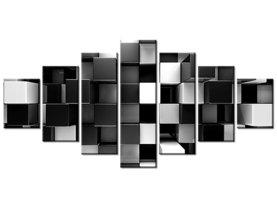 Obraz Czarne i białe bloki 3D, 7 elementów, 210x100 cm Oobrazy