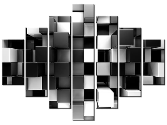 Obraz Czarne i białe bloki 3D, 7 elementów, 210x150 cm Oobrazy