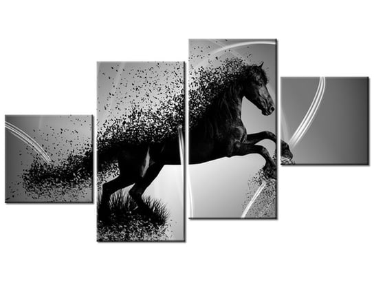 Obraz, Czarno biały koń fragmentaryzacja - Jakub Banaś, 4 elementy, 160x90 cm Oobrazy