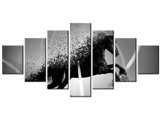 Obraz, Czarno-biały koń fragmentaryzacja - Jakub Banaś, 7 elementów, 210x100 cm Oobrazy