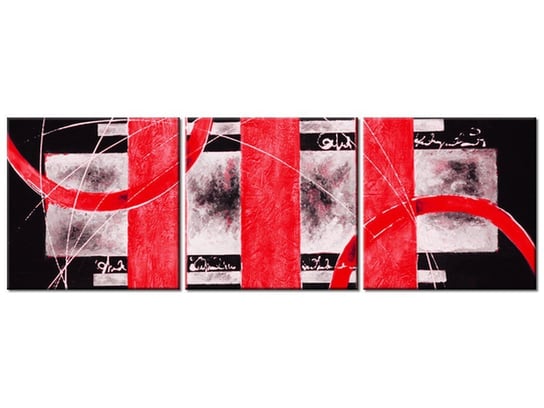 Obraz Czerwona abstrakcja, 3 elementy, 150x50 cm Oobrazy