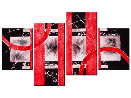 Obraz Czerwona abstrakcja, 4 elementy, 120x70 cm Oobrazy