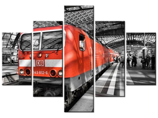 Obraz Czerwona lokomotywa, 5 elementów, 100x70 cm Oobrazy