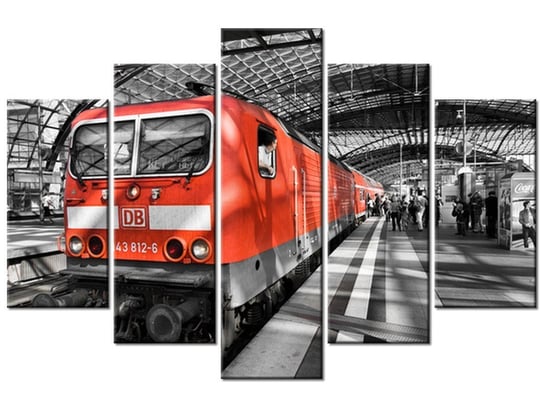 Obraz, Czerwona lokomotywa, 5 elementów, 150x100 cm Oobrazy