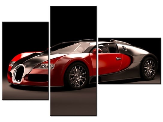 Obraz Czerwone Bugatti Veyron, 3 elementy, 100x70 cm Oobrazy