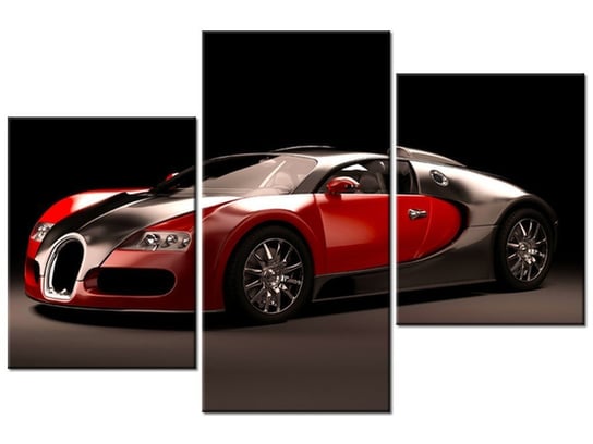 Obraz, Czerwone Bugatti Veyron, 3 elementy, 90x60 cm Oobrazy