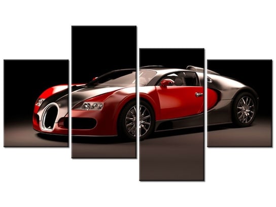 Obraz, Czerwone Bugatti Veyron, 4 elementy, 120x70 cm Oobrazy