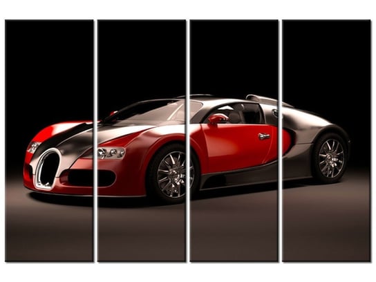 Obraz Czerwone Bugatti Veyron, 4 elementy, 120x80 cm Oobrazy