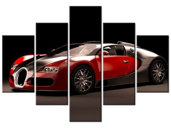 Obraz Czerwone Bugatti Veyron, 5 elementów, 100x70 cm Oobrazy