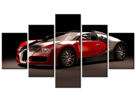 Obraz Czerwone Bugatti Veyron, 5 elementów, 125x70 cm Oobrazy