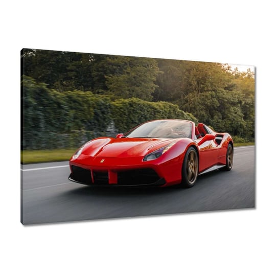 Obraz Czerwone Ferrari na drodze, 90x60cm ZeSmakiem