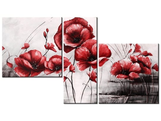 Obraz Czerwone Maki, 3 elementy, 90x50 cm Oobrazy