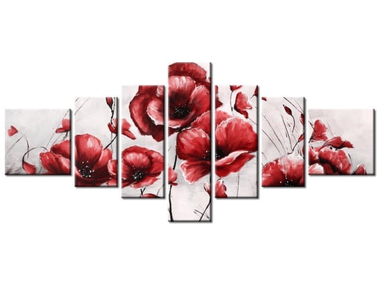 Obraz Czerwone Maki, 7 elementów, 160x70 cm Oobrazy
