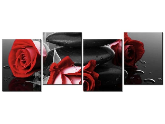 Obraz Czerwone róże, 4 elementy, 120x45 cm Oobrazy
