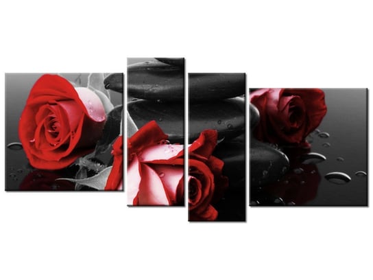 Obraz Czerwone róże, 4 elementy, 120x55 cm Oobrazy