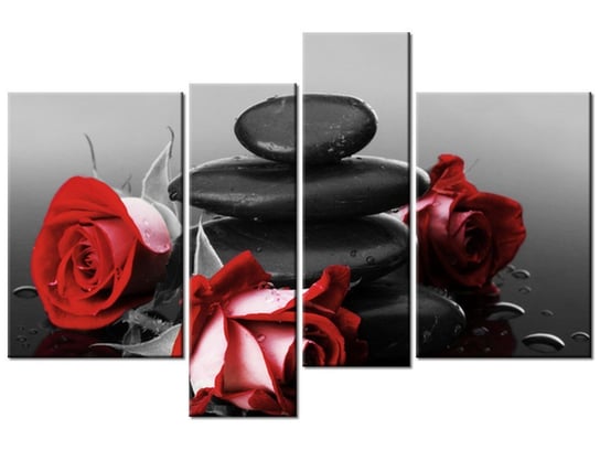 Obraz Czerwone róże, 4 elementy, 130x85 cm Oobrazy