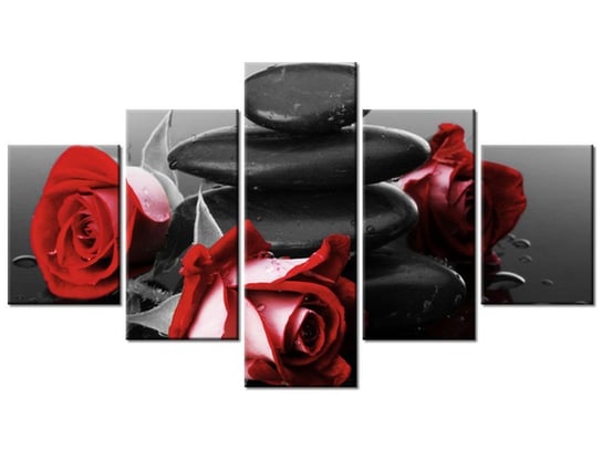 Obraz, Czerwone róże, 5 elementów, 125x70 cm Oobrazy