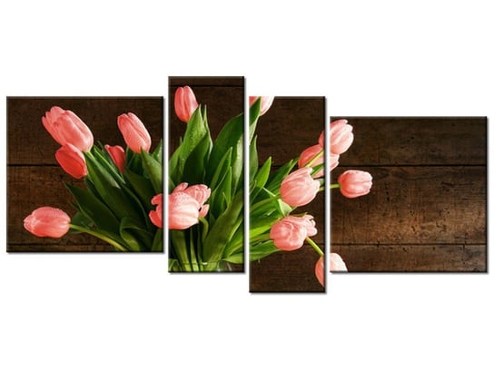 Obraz Czerwone tulipany, 4 elementy, 120x55 cm Oobrazy