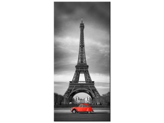 Obraz, Czerwony samochód przed Wieżą Eiffla, 55x115 cm Oobrazy
