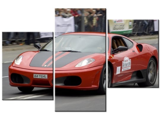 Obraz Czerwony samochód sportowy, 3 elementy, 90x60 cm Oobrazy