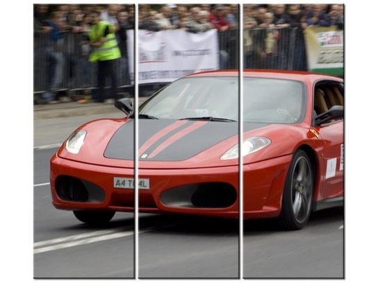 Obraz Czerwony samochód sportowy, 3 elementy, 90x80 cm Oobrazy