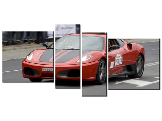 Obraz Czerwony samochód sportowy, 4 elementy, 120x55 cm Oobrazy