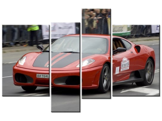 Obraz Czerwony samochód sportowy, 4 elementy, 130x85 cm Oobrazy