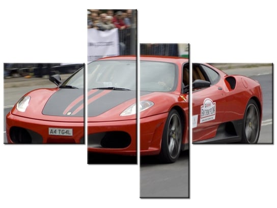 Obraz Czerwony samochód sportowy, 4 elementy, 130x90 cm Oobrazy