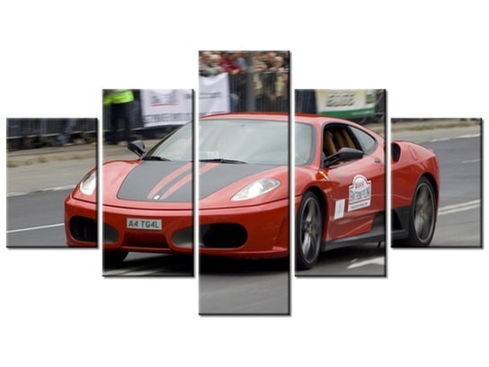 Obraz Czerwony samochód sportowy, 5 elementów, 125x70 cm Oobrazy
