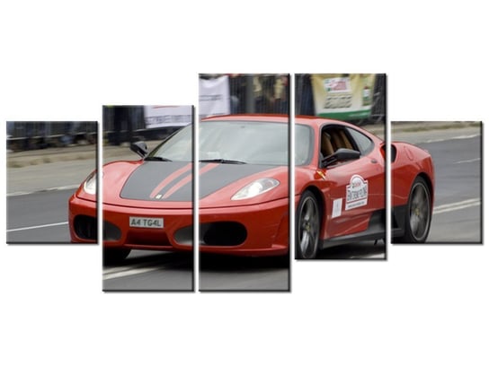 Obraz Czerwony samochód sportowy, 5 elementów, 150x70 cm Oobrazy