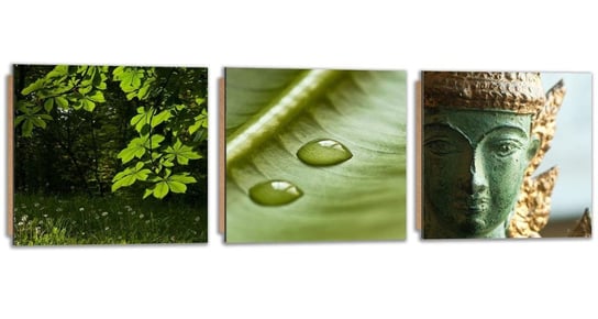 Obraz / Deco panel FEEBY, Zielone liście i budda, 240x80 cm Feeby
