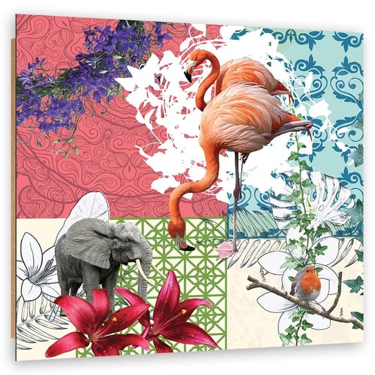 Obraz Deco Panel,  Flaming Słoń Ptak kolaż (Rozmiar 60x60) Inna marka
