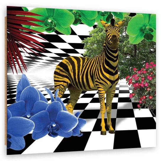 Obraz Deco Panel, Kolorowa zebra natura zwierzęta (Rozmiar 40x40) Inna marka