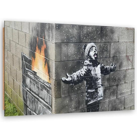 Obraz dekoracyjny FEEBY, Banksy Mural Chłopiec 120x80 Feeby