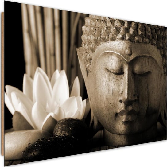 Obraz dekoracyjny FEEBY, Buddha i kwiat Lilii brązowy 120x80 Feeby