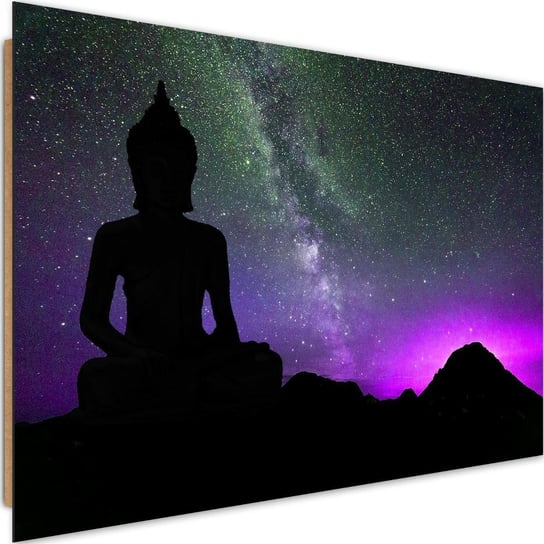 Obraz dekoracyjny FEEBY, Buddha i zorza polarna, 120x80 Feeby