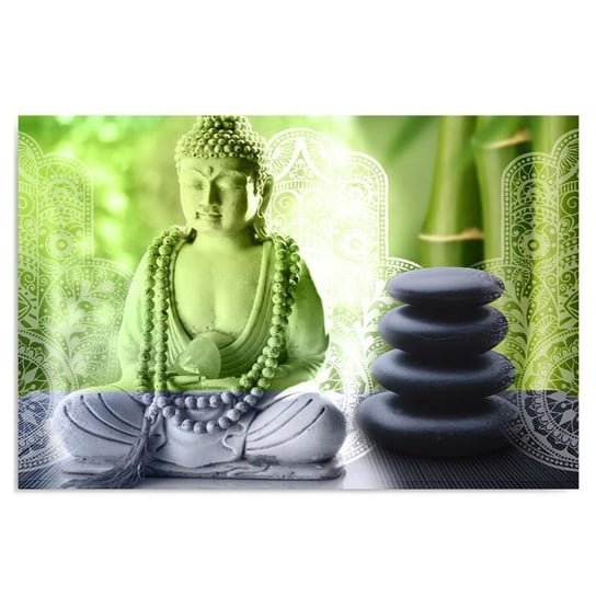 Obraz dekoracyjny FEEBY, Buddha Kamienie Zielony 120x80 Feeby