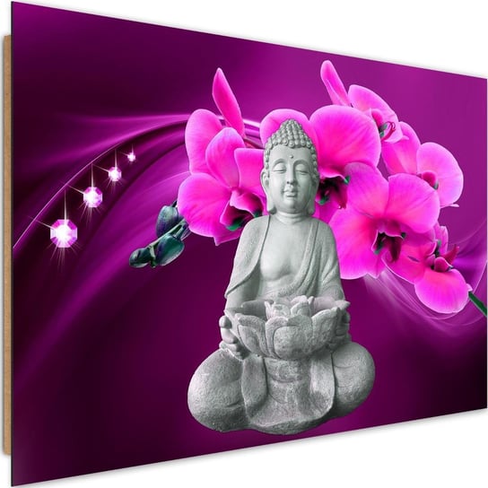 Obraz dekoracyjny FEEBY, Buddha Różowa Orchidea 120x80 Feeby