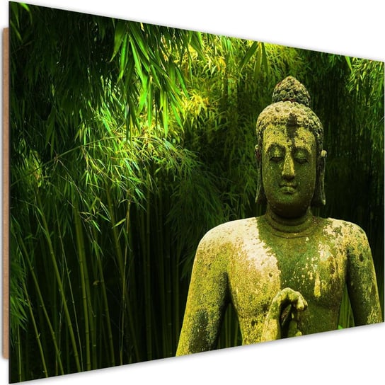 Obraz dekoracyjny FEEBY, Buddha Zielony bambus liście 120x80 Feeby
