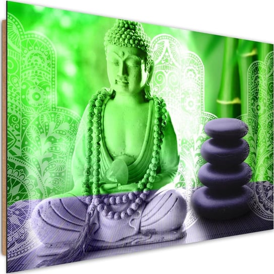 Obraz dekoracyjny FEEBY, Buddha zielony zen spa 90x60 Feeby