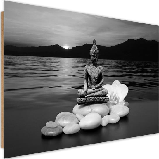 Obraz dekoracyjny FEEBY, CZARNO BIAŁY Buddyzm INDIE 120x80 Feeby