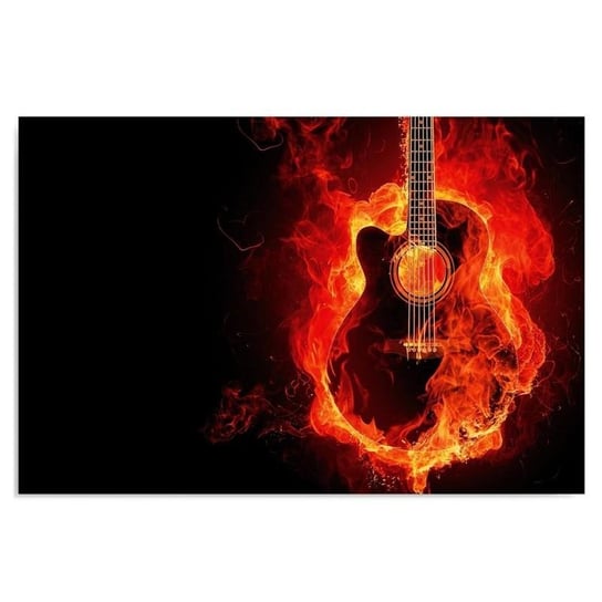 Obraz dekoracyjny FEEBY, Gitara Muzyka Ogień 70x50 Feeby