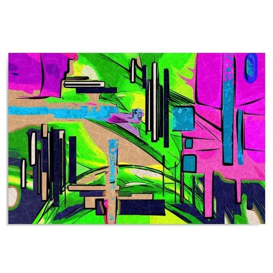Obraz dekoracyjny FEEBY, Kolorowa Abstrakcja Zieleń 80x60 Feeby