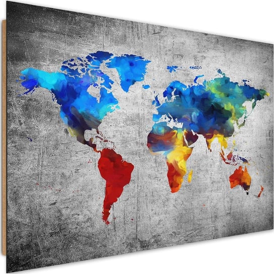 Obraz dekoracyjny FEEBY, Kolorowa Mapa Świata 120x80 Feeby