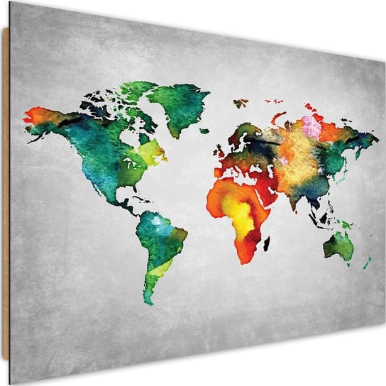 Obraz dekoracyjny FEEBY, Mapa Świata Kolorowy Biuro 60x40 Feeby