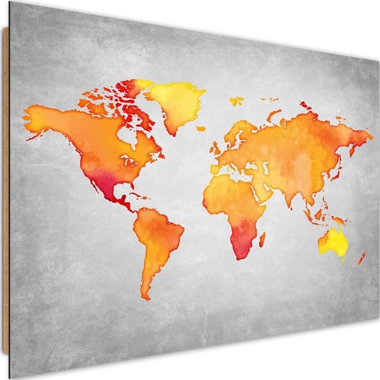 Obraz dekoracyjny FEEBY, Mapa Świata Pomarańczowy 60x40 Feeby