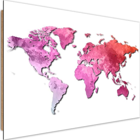 Obraz dekoracyjny FEEBY, Mapa Świata Różowy 120x80 Feeby