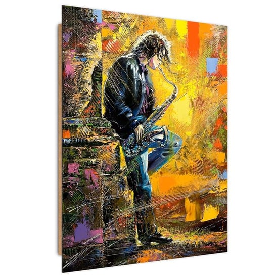 Obraz dekoracyjny FEEBY, Muzyk z saksofonem kolorowy malowany 40x60 Feeby