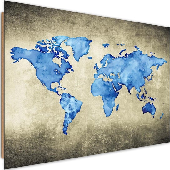 Obraz dekoracyjny FEEBY, Niebieska Mapa Świata 120x80 Feeby