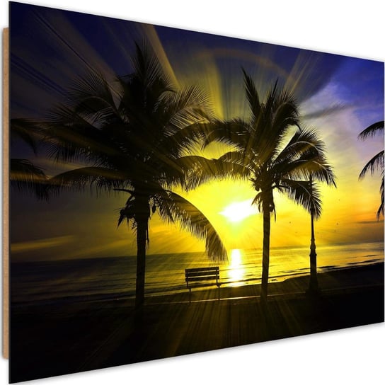 Obraz dekoracyjny FEEBY, PALMY Zachód słońca nad morzem 90x60 Feeby